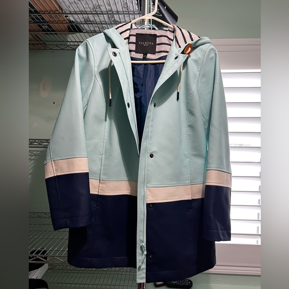 Talbots Aqua and Navy Blocked Jacket
